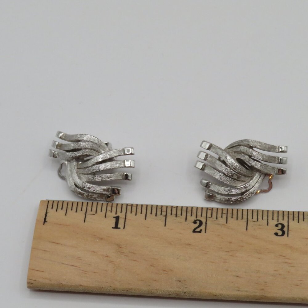 Vintage Charel Clip On Earrings Silver Tone - Picture 8 of 10